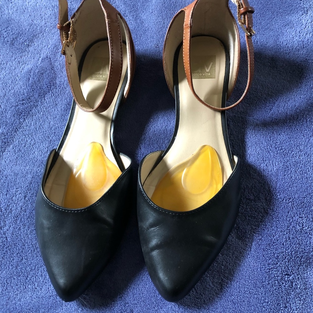 Two tone ankle strap shoes